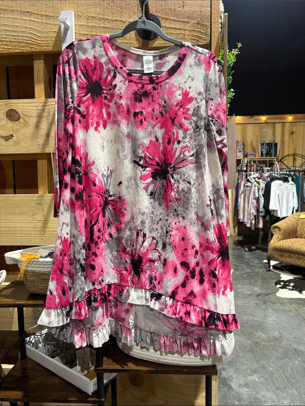 Women’s Pink Floral Splash Tunic Top